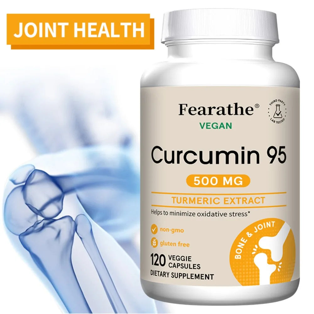 Curcumin Turmeric Capsules 500mg – 95% Curcuminoids Organic Herbal Supplement Qst