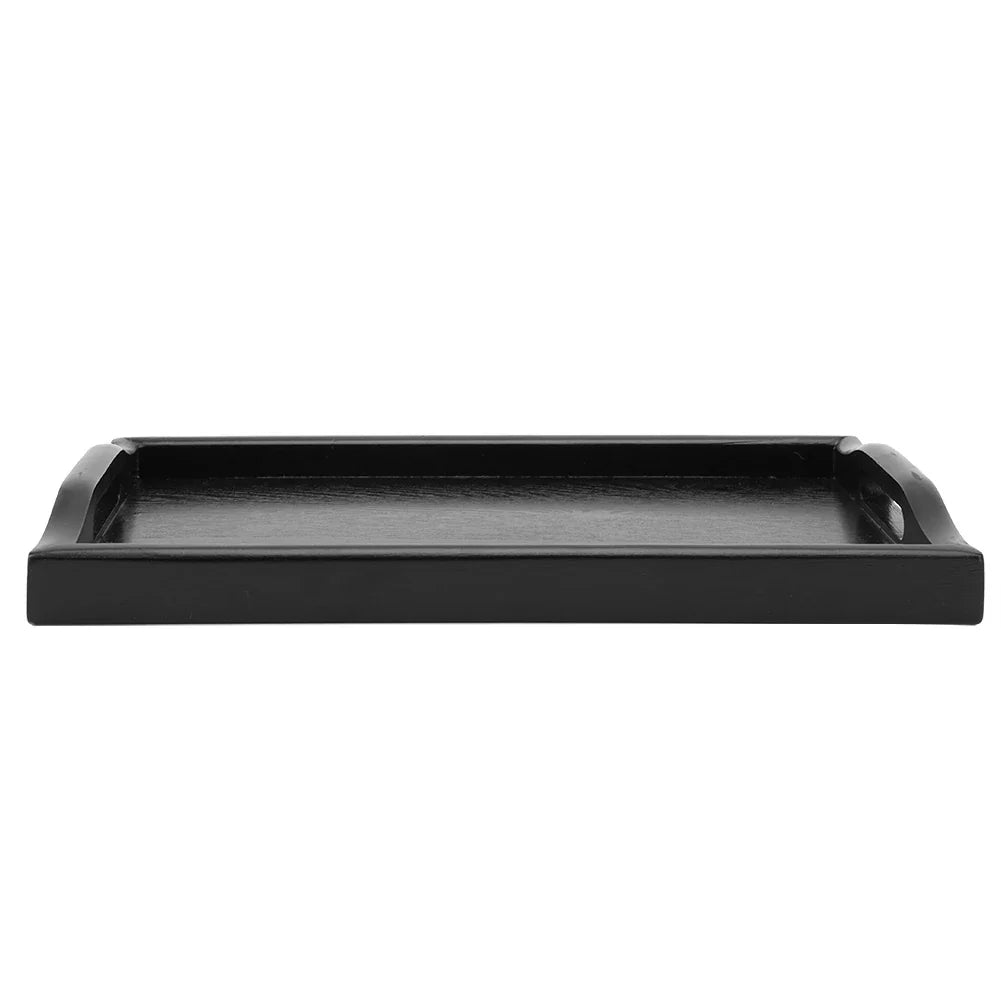 Wooden Serving Tray with Handles – Rectangle Tea & Snack Board Wooden Serving Tray Qme black