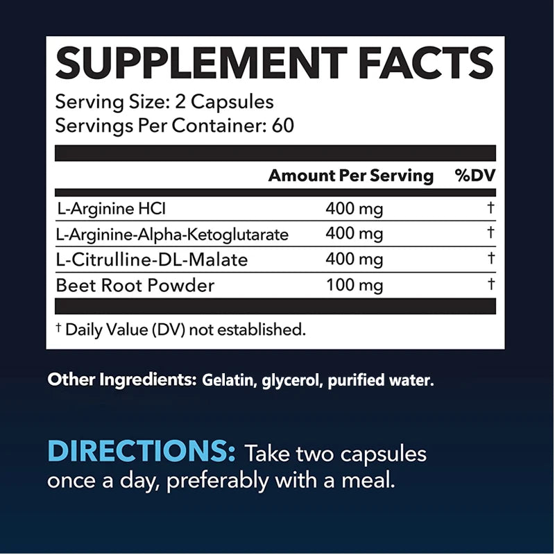 Daitea L-Arginine Supplement – Energy, Strength & Endurance Amino Acid Supplement Qst