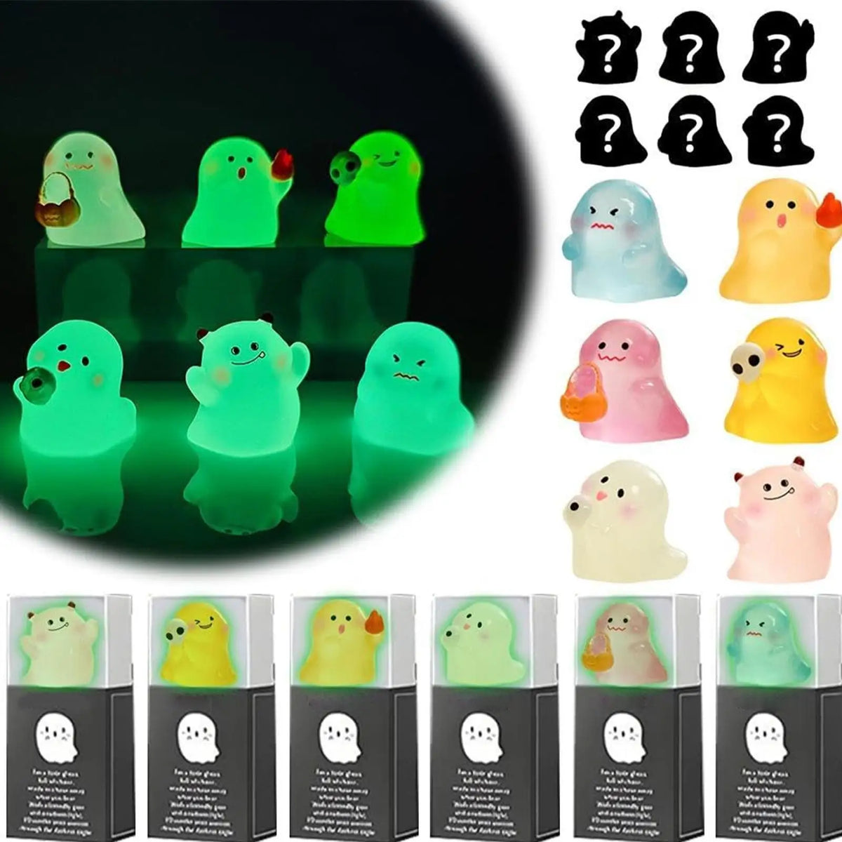 Luminous Ghost Halloween Resin Figurines Set of 6 | Home Decor Halloween Figurines Qme