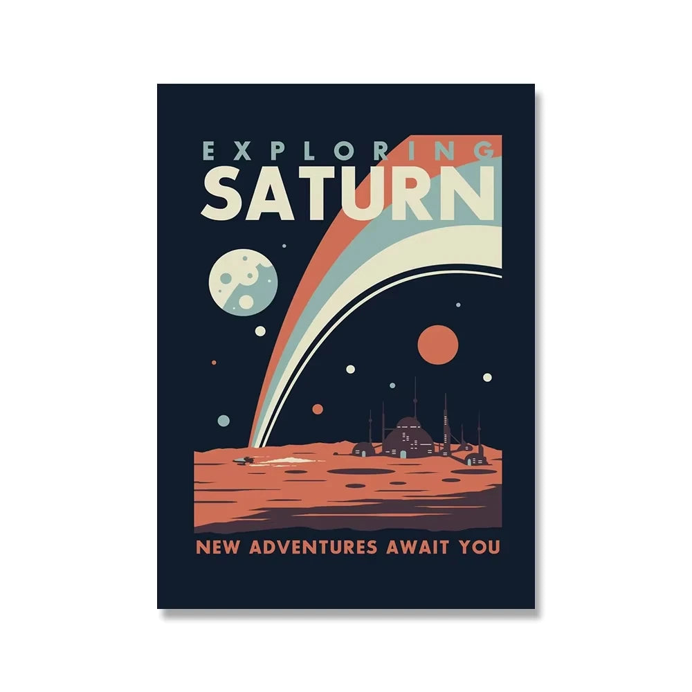 Welcome to Mars Retro Futuristic Canvas Wall Art Print Canvas Wall Art Qst 3 30x40cm Unframed