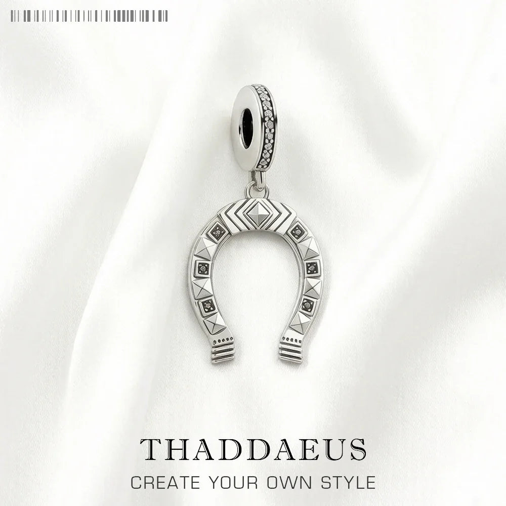 Ethnic Horseshoe Charm Pendant – 925 Sterling Silver Sterling Silver Pendant Qme