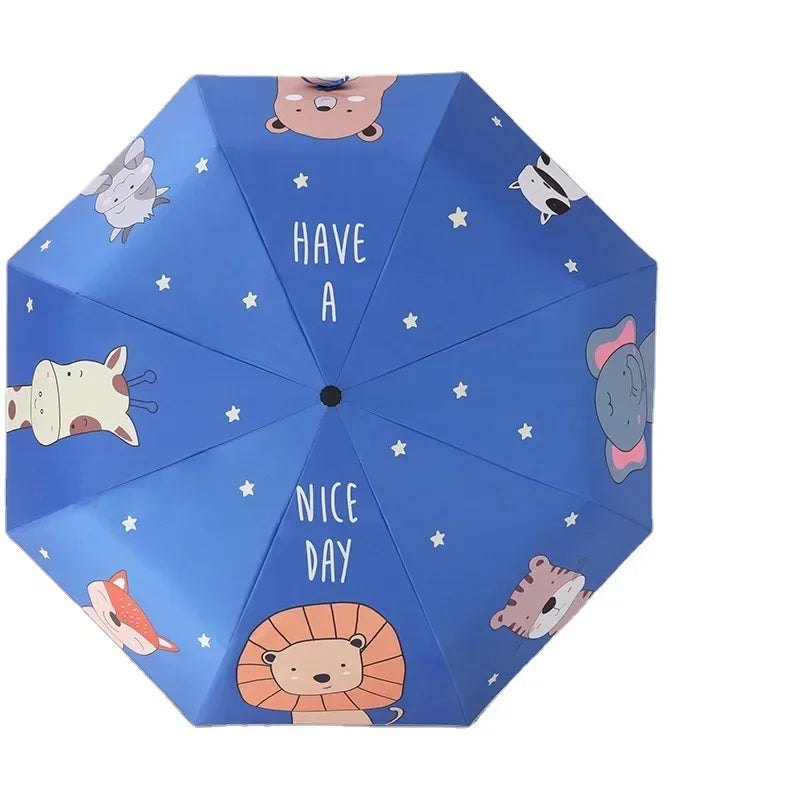 Kids Dinosaur Auto Folding Umbrella – UV & Windproof Folding Umbrella Qst