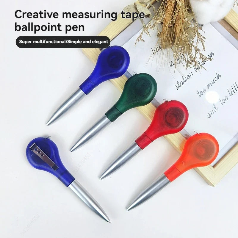 2-in-1 Ballpoint Pen & Retractable Tape Measure | Blue Ink Pen Tape Measure Qme