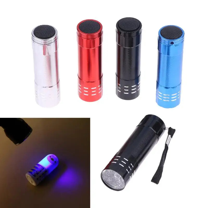 Mini UV Flashlight 395nm 9 LED Compact Black Light Torch UV Flashlight Qme Blue with rope