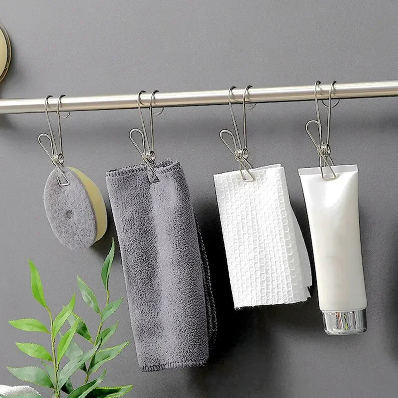Long Tail Metal Hanging Clothes Clip Hooks – 10 Pack Clothes Clip Hooks Qme