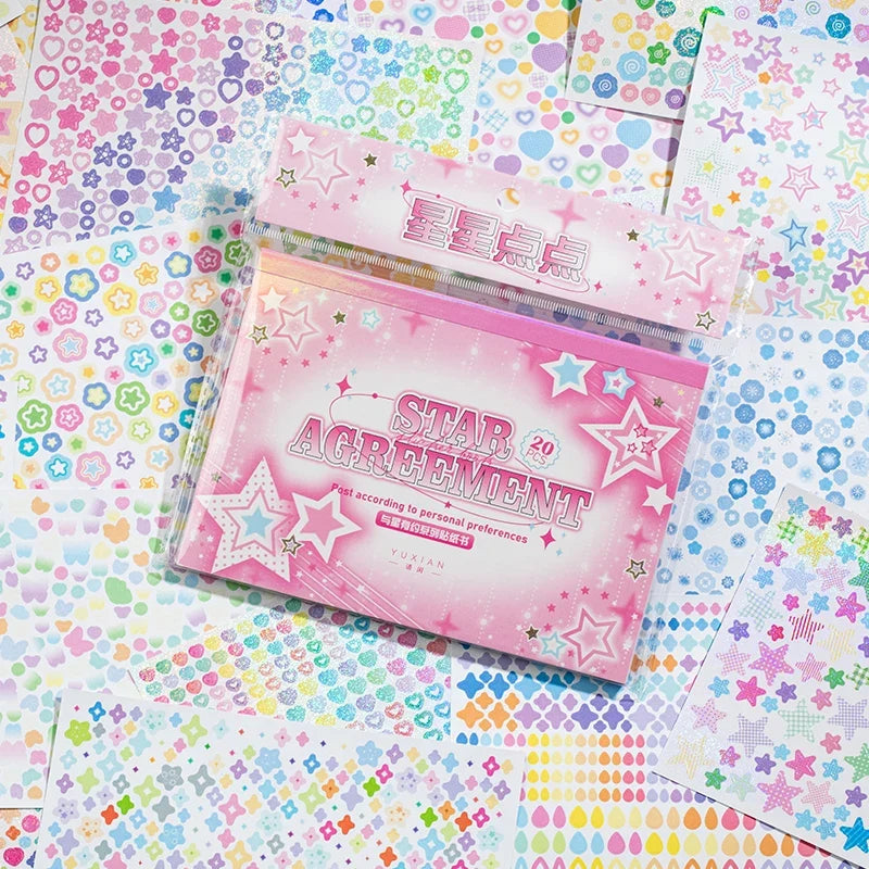 Cute Star Cartoon Sticker Book – 20 Sheets DIY Scrapbooking DIY Sticker Book Qme A1