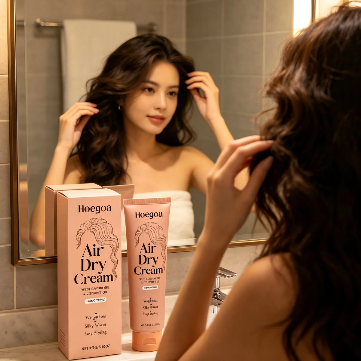 HOEGOA Curl Cream – Castor & Coconut Oil Frizz Control, 100g Curl Styling Cream Qst Default Title