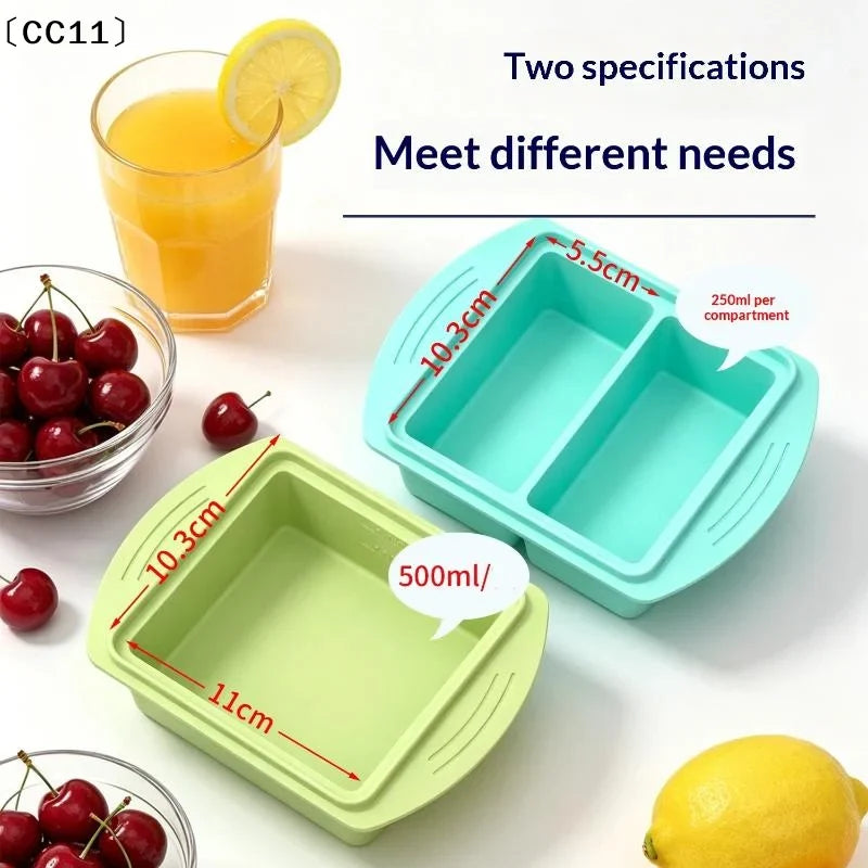 Silicone Freezer Mold Tray with Lid | Single & Double Compartment Silicone Freezer Mold Qme