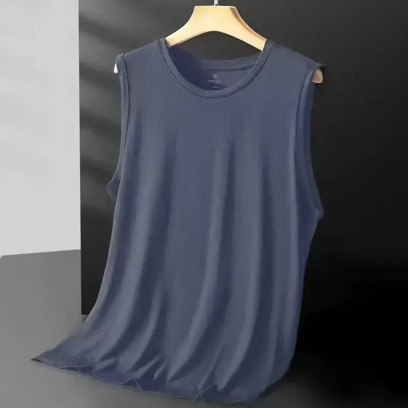 Men's Ice Silk Breathable Quick-Dry Wide Shoulder Tank Top Men's Tank Top Qme KQL 5XL
