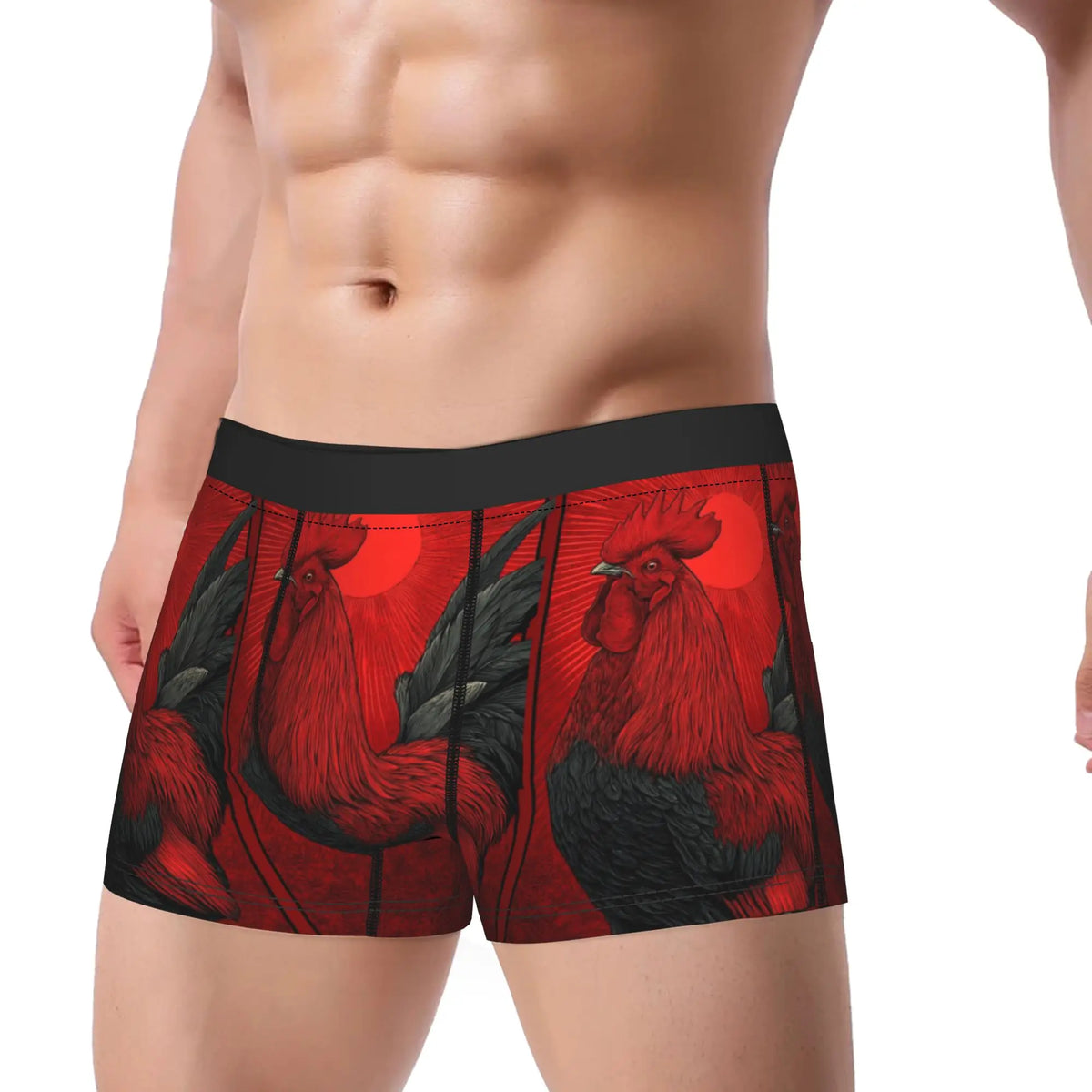 Men's Rooster Vintage Print Boxer Trunks – Soft Stretch Briefs Men's Boxer Trunks Qst