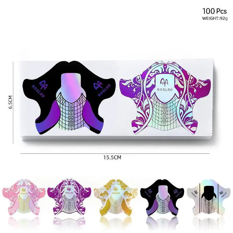 100pc Nail Extension Stencil Forms | Universal Fit Self-Adhesive Nail Extension Forms Qme 100 pieces