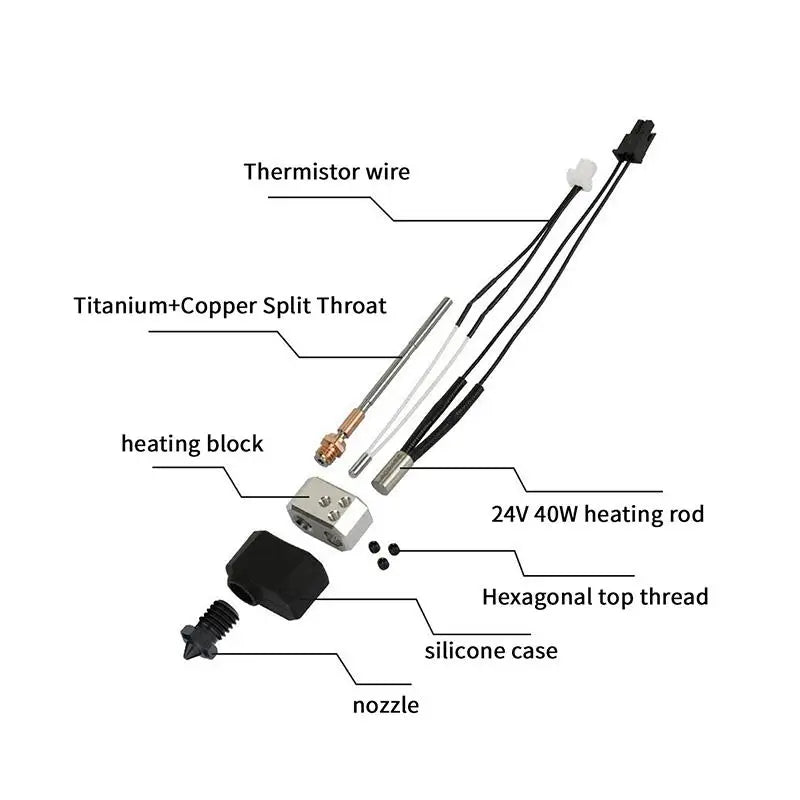 Hardened Steel Hot End Extruder Kit for Prusa i3 MK4 | 3D Printer 3D Printer Extruder Qme