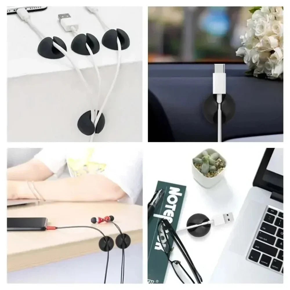 Silicone Cable Clips & Charger Holder Set – 20pcs Easy Install Cable Clip Organizer Qme