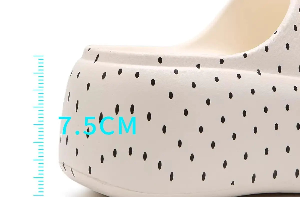 Women's Polka Dot Platform Slides – Thick EVA Sole Slippers Platform Slides Qst