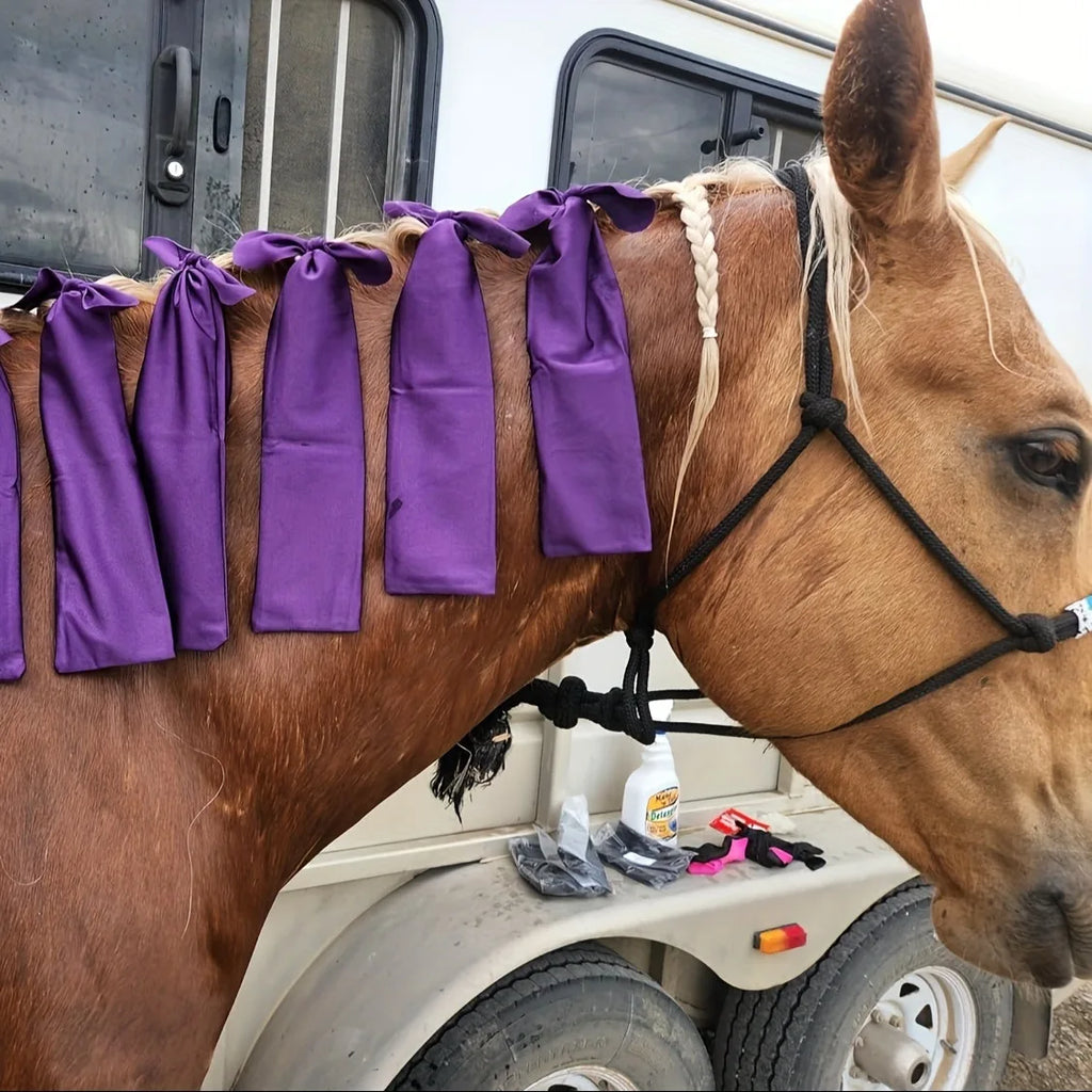 Horse Mane Protection Sleeve Anti-Friction Guard – 8 Pcs Equine Mane Guard Qme PURPLE