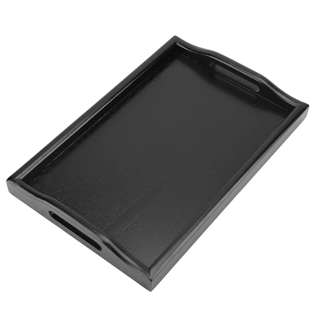 Wooden Serving Tray with Handles – Rectangle Tea & Snack Board Wooden Serving Tray Qme