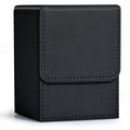 Leather Card Deck Box – Holds 100+ Sleeved Cards & 2 Dividers Card Deck Box Qme Black gray