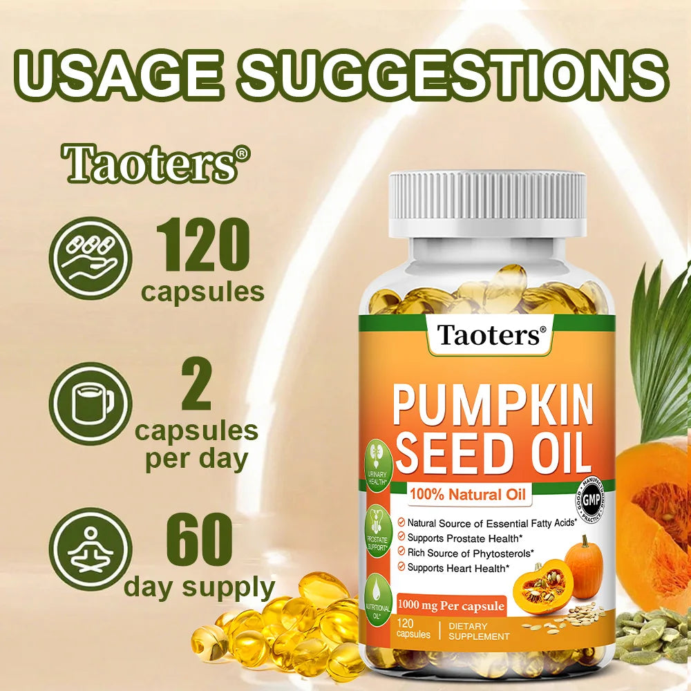 Pumpkin Seed Oil Capsules 120ct – Urinary & Hair Support Herbal Oil Capsules Qst