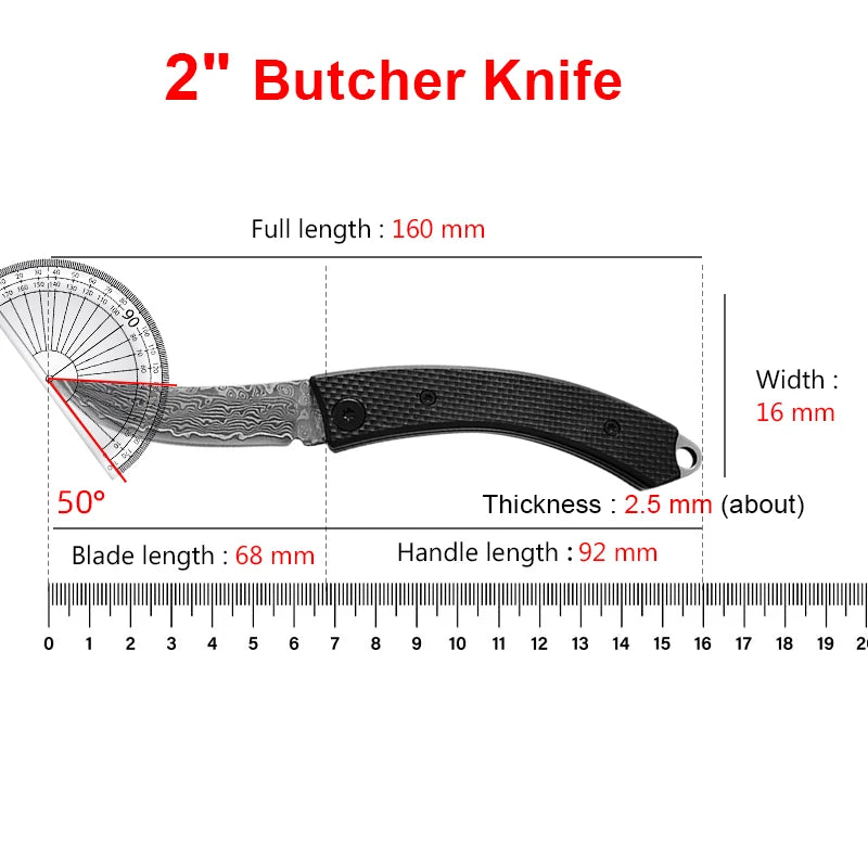 VG10 Damascus Steel Folding Knife – Portable EDC Camping Knife Folding Pocket Knife Qst