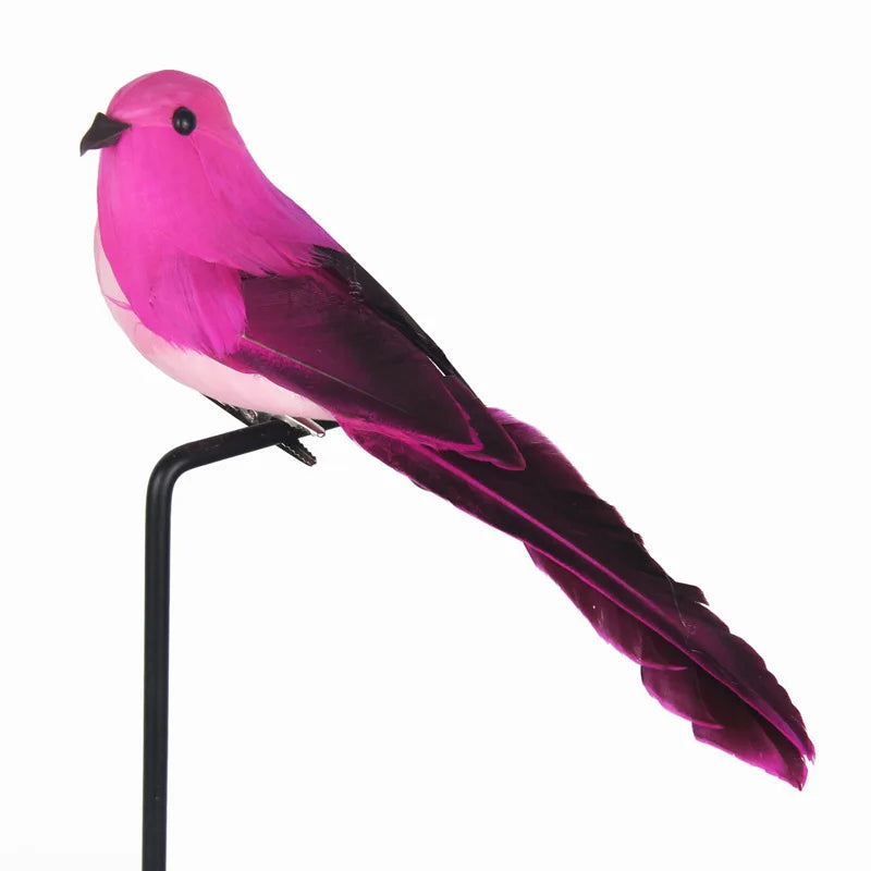 Foam Feather Artificial Parrot Bird Figurine – 6 Colors Decorative Bird Figurine Qme Fuchsia
