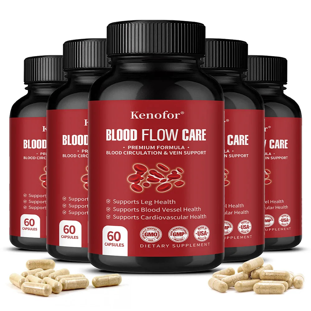 Circulatory Support Capsules – Niacin, Hawthorn & Ginger Herbal Supplement Qst 60 count-5 bottle