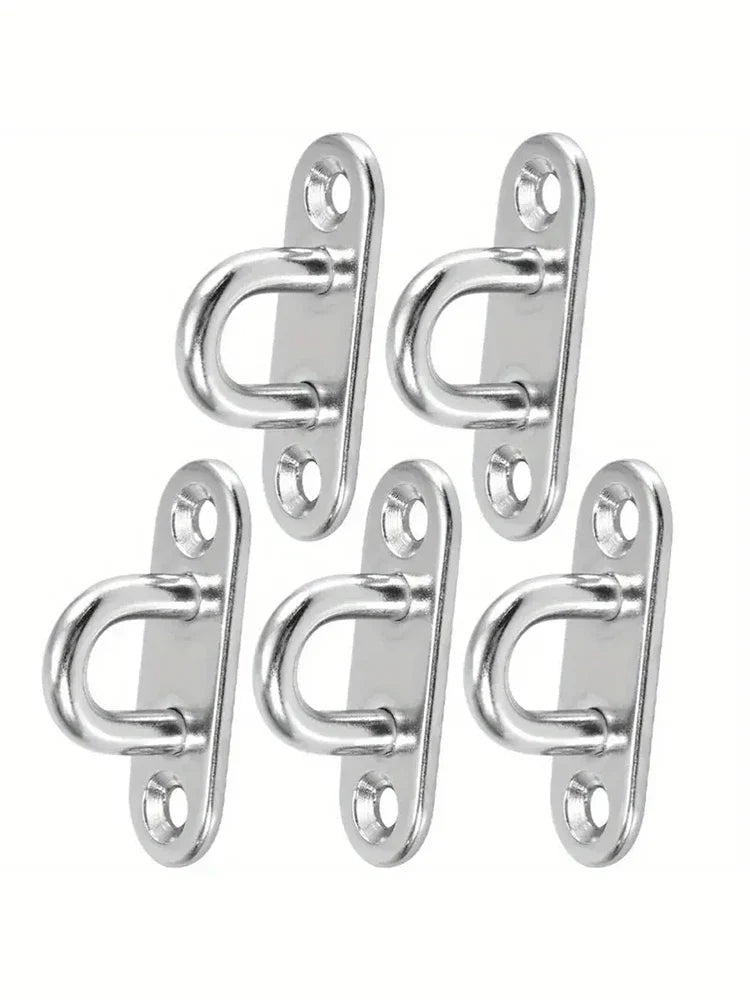 5-Piece Heavy-Duty Stainless Steel Eye Plate Hooks – Wall & Ceiling Mounting Eye Hooks Qme 5pcs