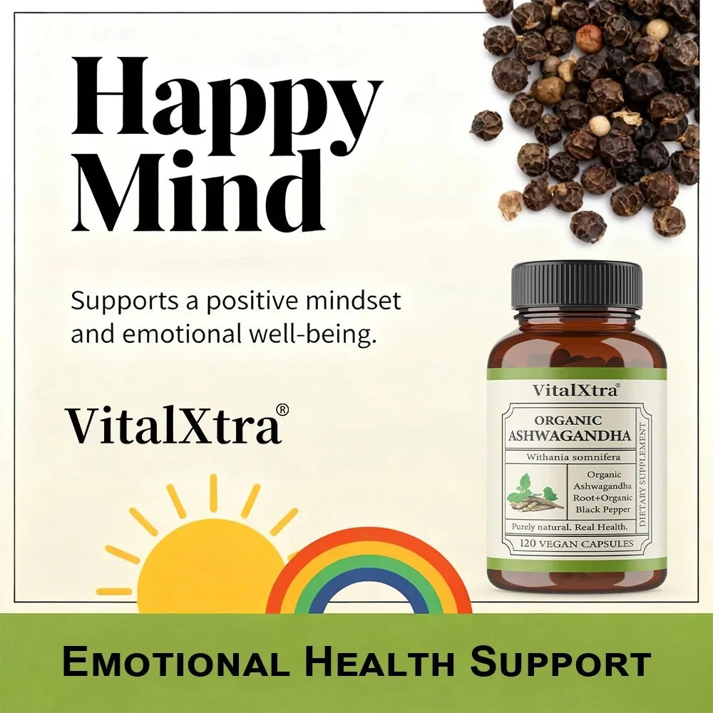 VITALXTRA Ashwagandha Root Extract Capsules | Non-GMO Herbal Supplement Qst
