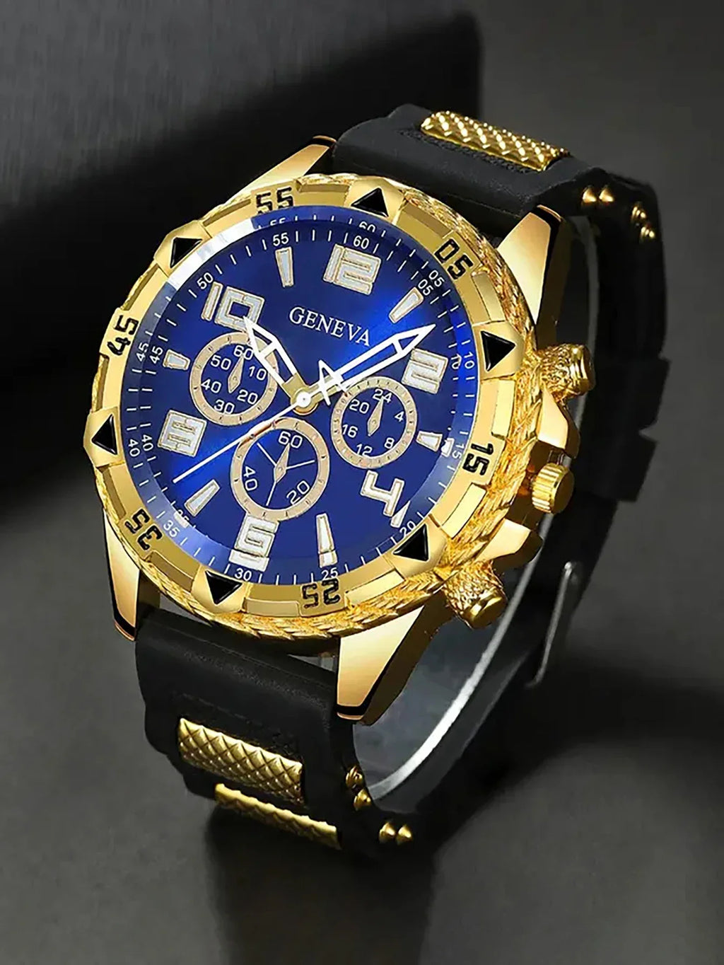 Men's Round Case Quartz Watch & Alloy Bracelet Set Quartz Watch Set Qme