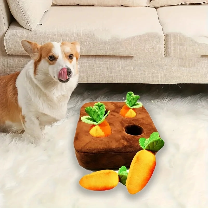 Interactive Dog Snuffle Mat – Carrot Plush Nose Work Puzzle Toy Dog Puzzle Toy Qme