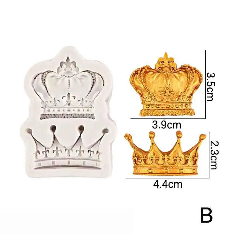 Silicone Fondant Mold – Crown, Mirror & Photo Frame Designs Silicone Baking Mold Qst B Gray