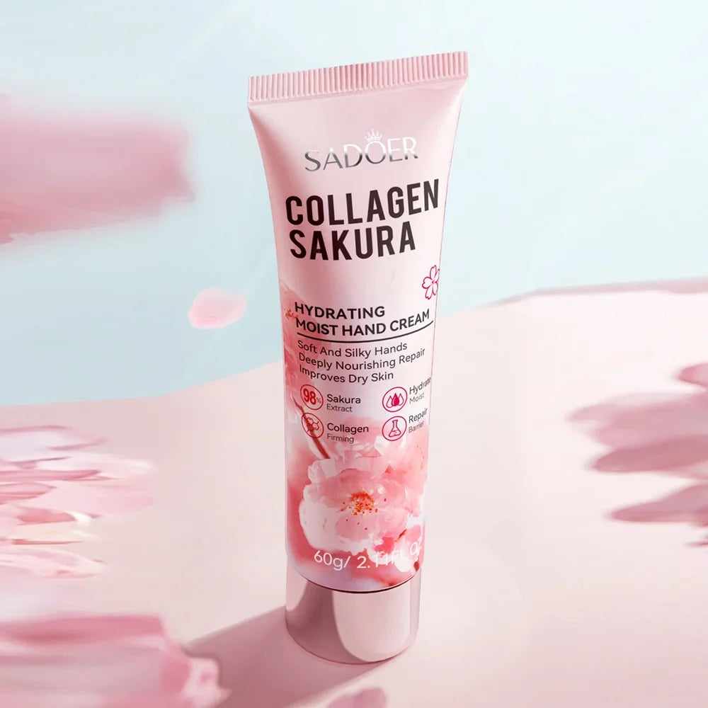Collagen Cherry Blossom Hand Cream – Deep Moisturizing, Smooth Skin Moisturizing Hand Cream Qme