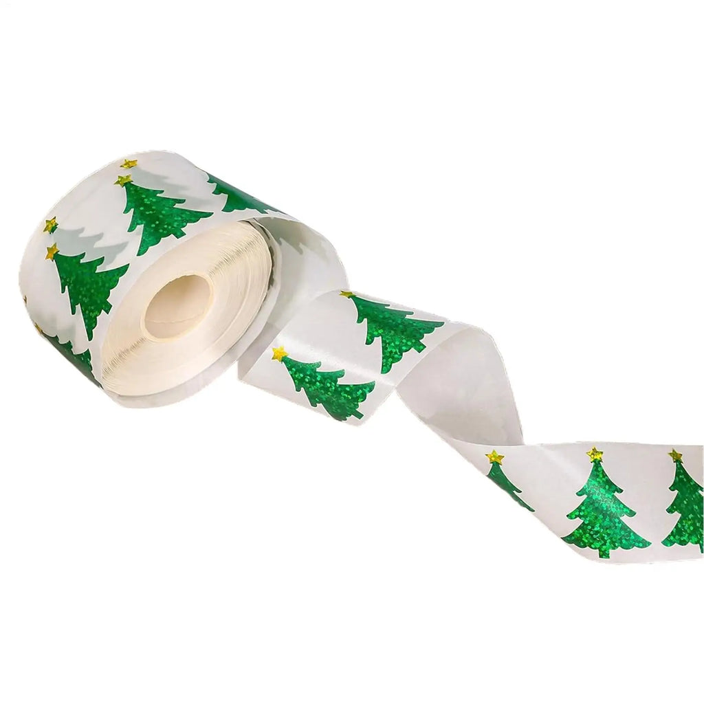 Christmas Tree Rolled Stickers – 500 Holiday Self-Adhesive Decals Holiday Craft Stickers Qme