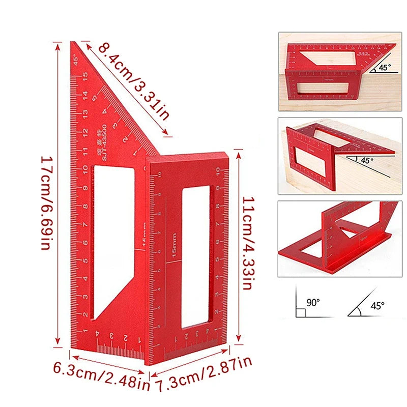 Aluminum Square Angle Ruler Marking Gauge – 45 & 90 Degree Angle Marking Gauge Qme