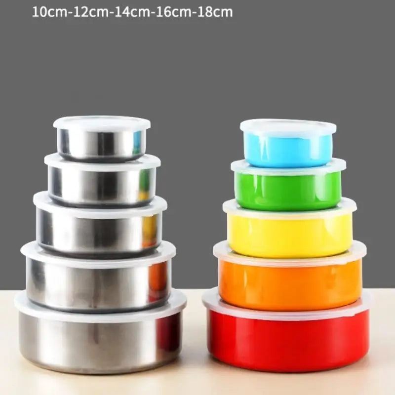 Colorful Stainless Steel Mixing Bowls with Lids – Stackable 5pc Mixing Bowl Set Qme