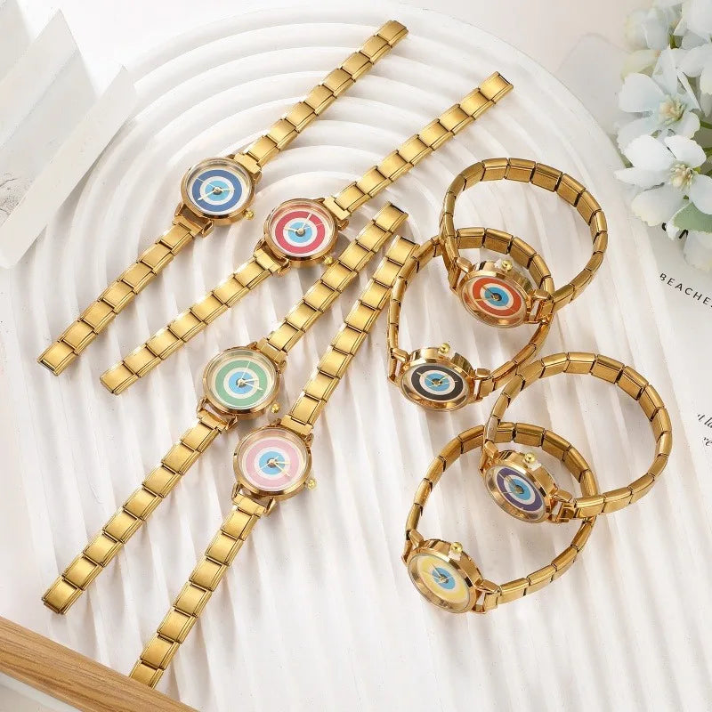 Women's Luxury Analog Watch – Gold & Silver Round Dial Women's Analog Watch Qme