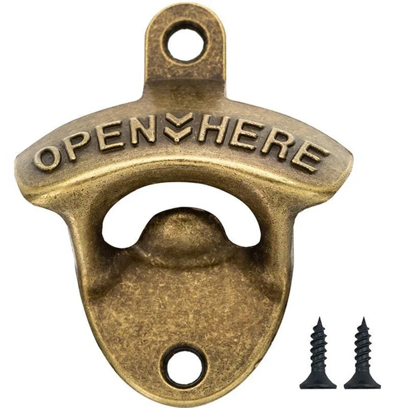 Vintage Wall Mounted Beer Bottle Opener with Keyring | Zinc Alloy Wall Bottle Opener Qme A2 Bronze
