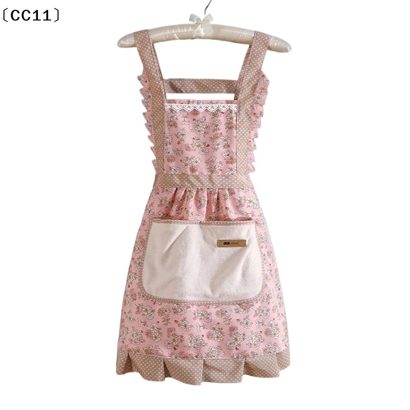 Canvas Floral Cotton Apron – Stain Resistant & Scrubable Kitchen Apron Qme