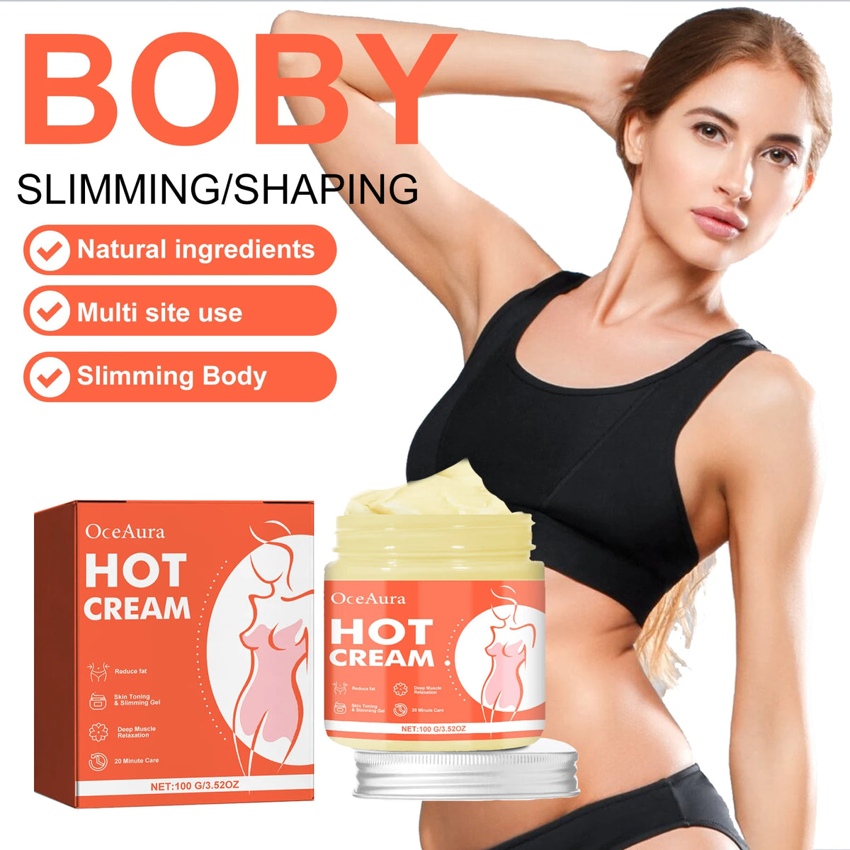 OceAura Hot Sculpting Firming Body Massage Cream 100g Firming Body Cream Qst