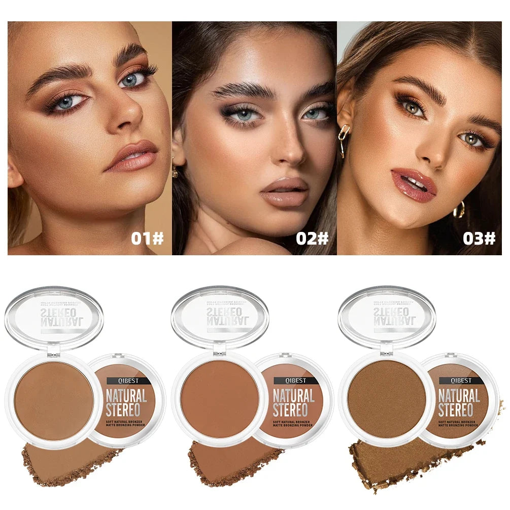 QIBEST Contour & Bronzing Powder Palette – Highlighter Makeup Contour Bronzer Palette Qme