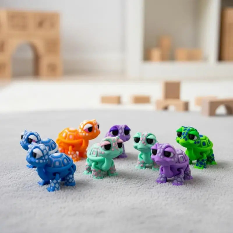 3D Printed Articulated Turtle Figure – Cartoon Animal Desk Toy Animal Figure Toy Qst