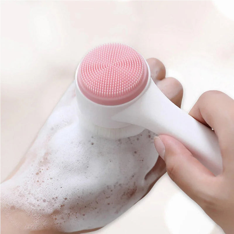 3D Double-Sided Silicone Facial Cleansing & Massage Brush Facial Cleansing Brush Qst