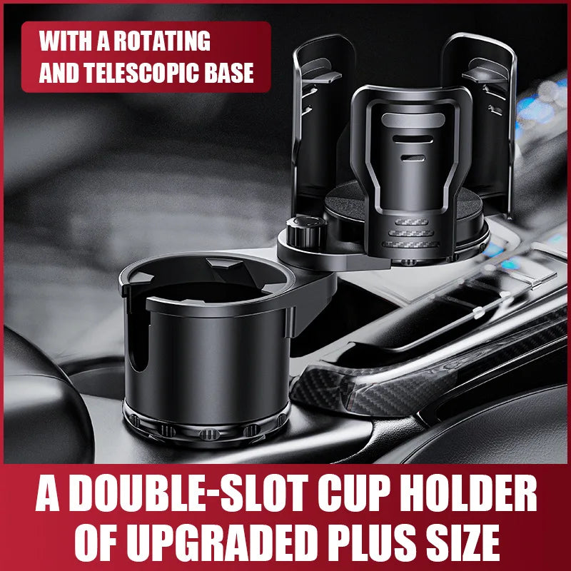 Adjustable Dual-Size Car Water Bottle Holder with Lock Car Cup Holder Qme