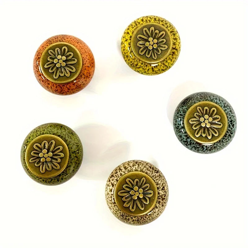 Leopard Print Ceramic Cabinet Knobs | Colorful Glass Round Cabinet Knobs Qme