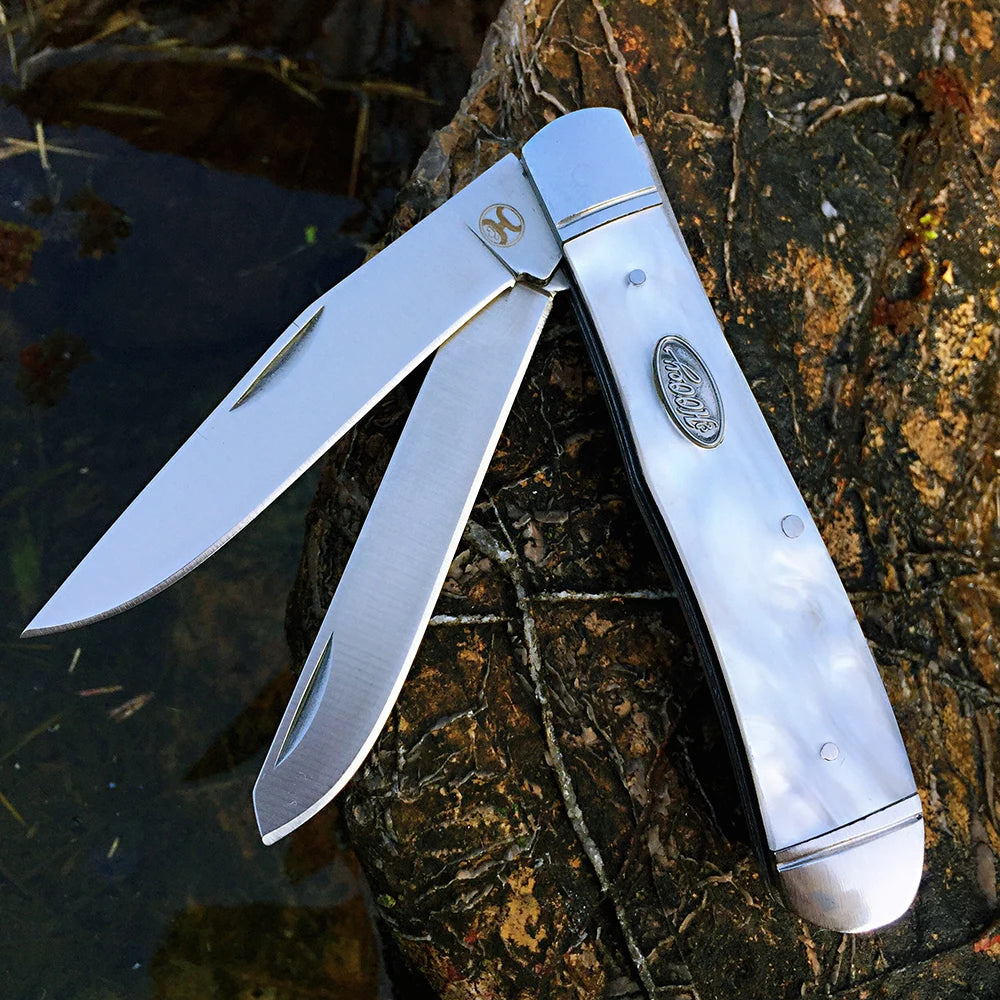 Z.QIAN Watchman W124 Slip Joint Folding Pocket Knife D2 Steel Folding Pocket Knife Qst white