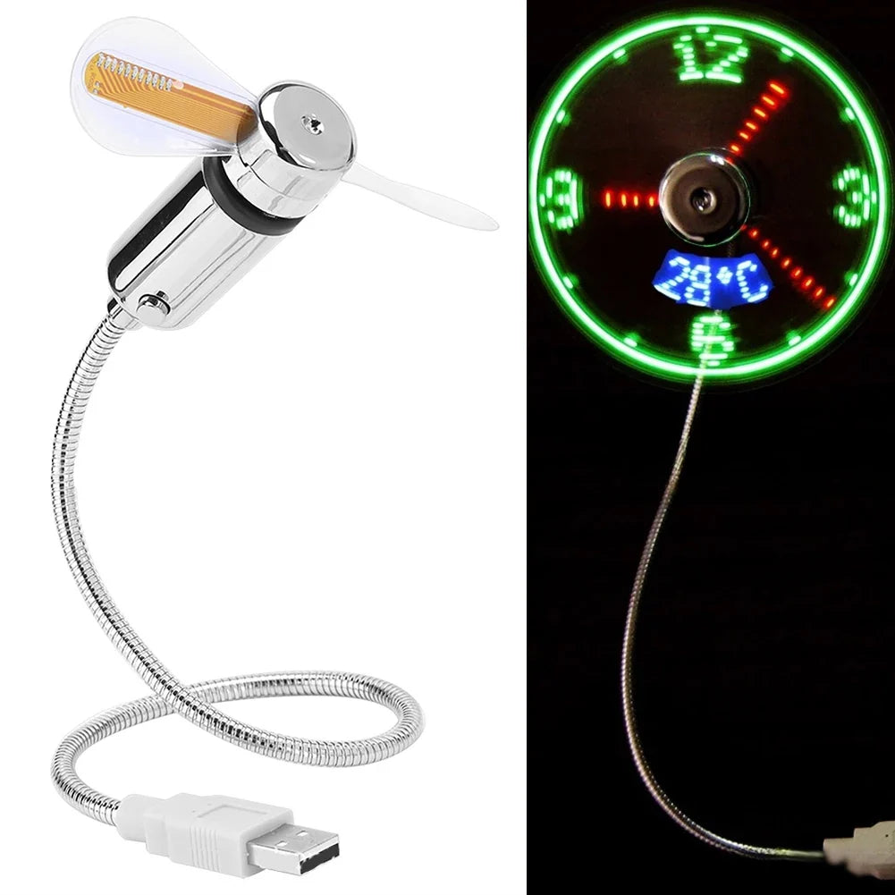USB Desktop Fan with LED Clock & Temperature Display USB Desktop Fan Qme Default Title