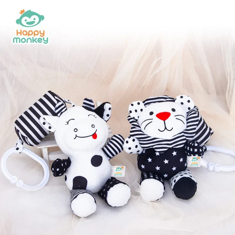 Cute Animal Plush Rattle Hanging Toy for Baby Stroller & Crib Baby Plush Rattle Toy Qme
