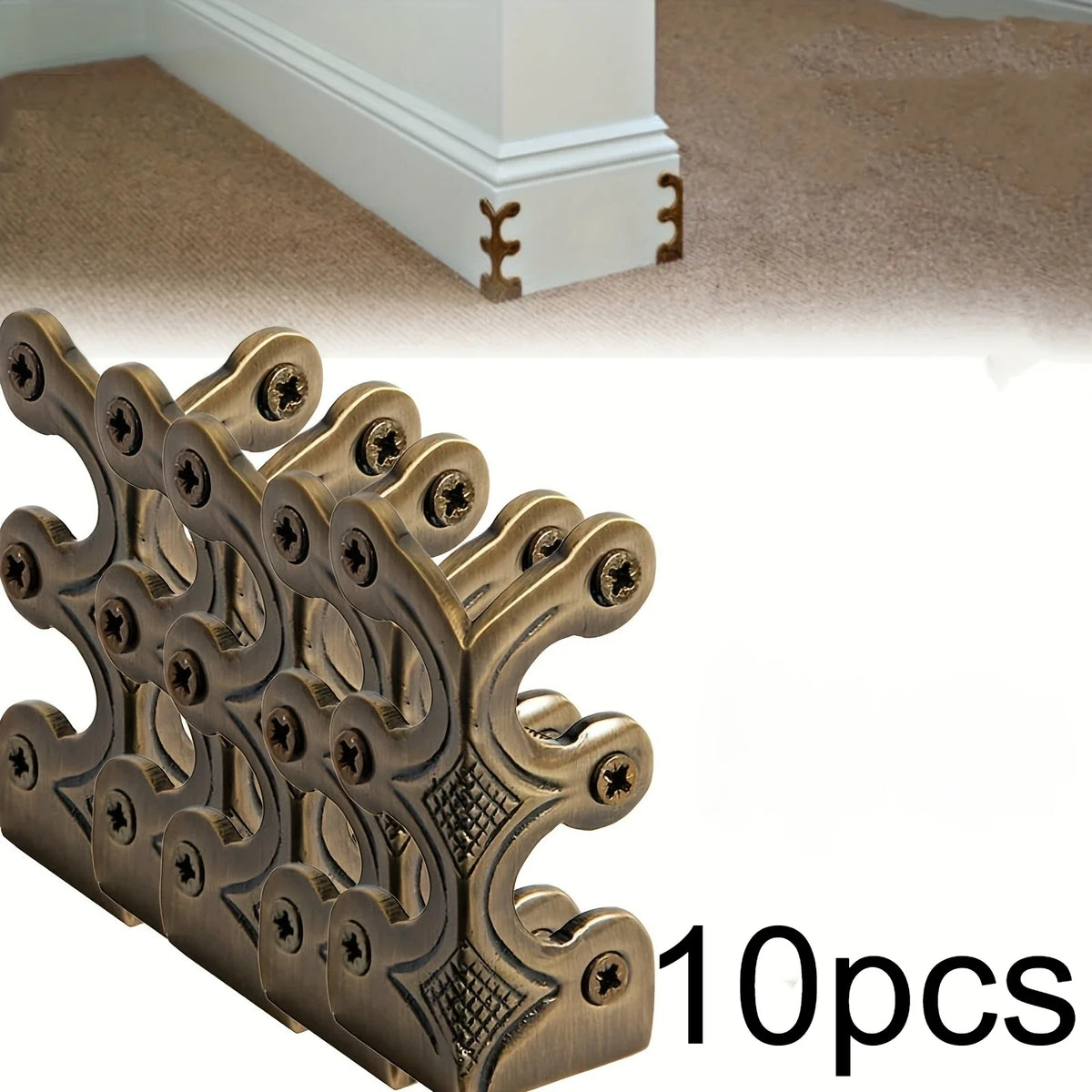 Solid Metal Skirting Board Corner Covers | 10 Pack, 4 Colors Corner Protective Cover Qme Bronze-10pcs