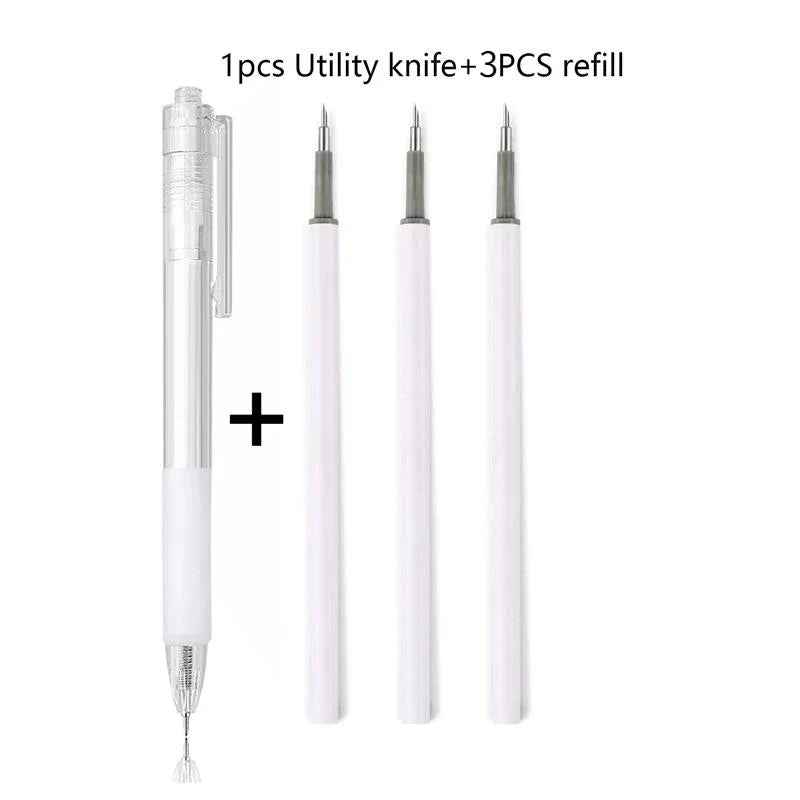 Paper Cut Knife Pen with Refill – Scrapbooking Cutting Tool Craft Cutting Tool Qme White (1 set)