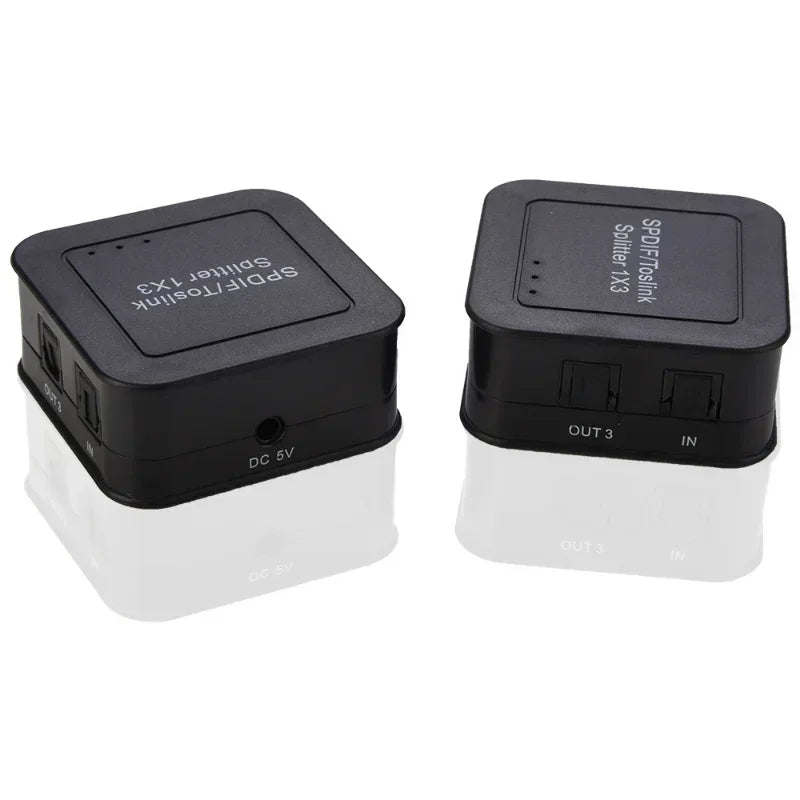 3-Way Digital Optical Audio Splitter SPDIF TOSLINK Hub Optical Audio Splitter Qme